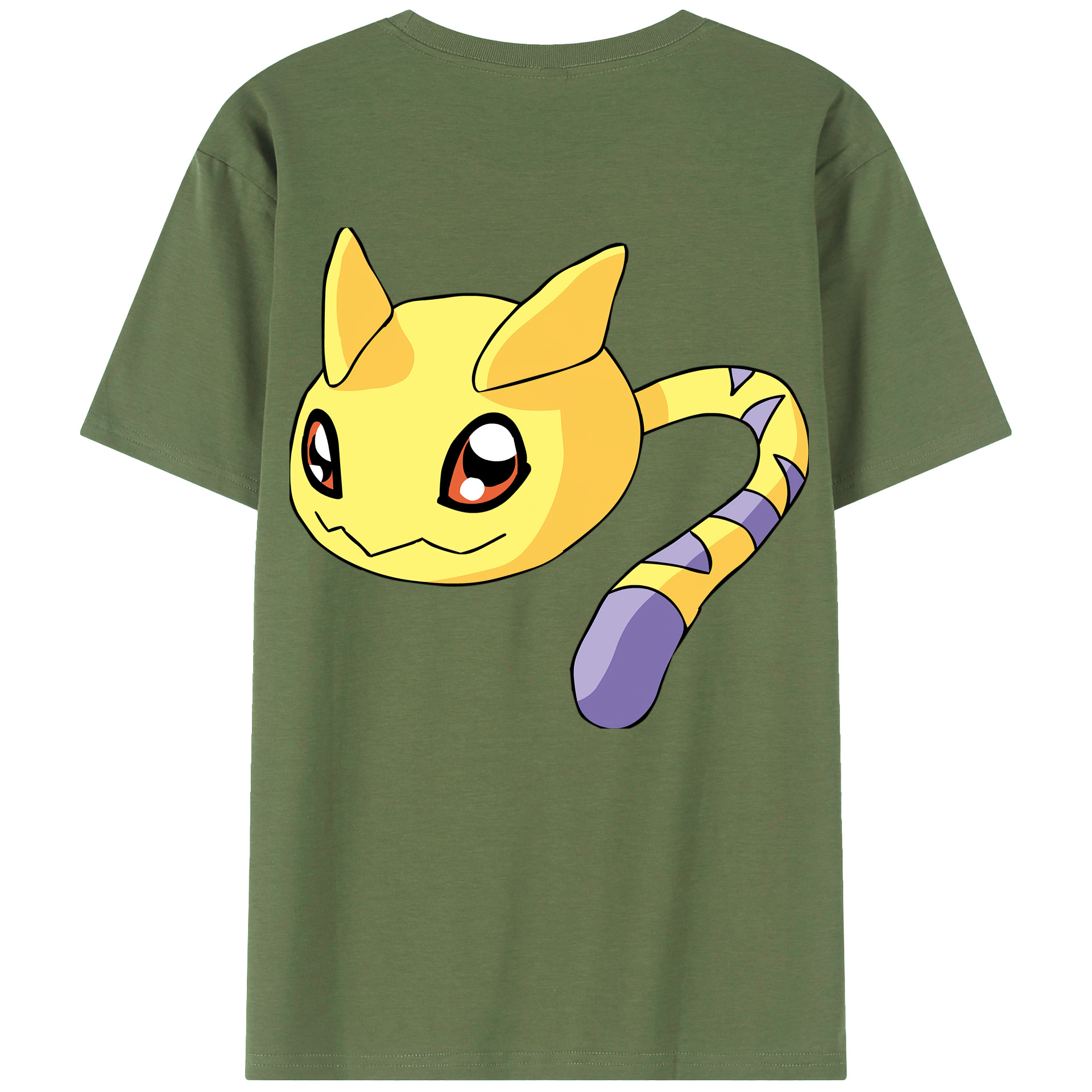 （画像用） Digimon デジタルモンスター/デジモン 綿100％ メンズ半袖Tシャツ（バックプリント） 通気性